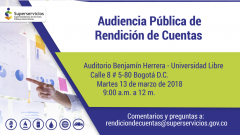 Superservicios invita a usuarios de servicios públicos del país a participar en audiencia de rendición de cuentas