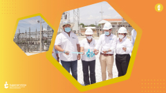 Foto entrega de la subestación electrica de Cereté por el ministro de Minas y Energía, Diego Mesa; la superintendente, Natasha Avendaño, el gobernador de Córdoba, Orlando Benítez; el alcalde de Cereté, Antonio Rhenals; la gerente de Afinia, Blanca Ruíz