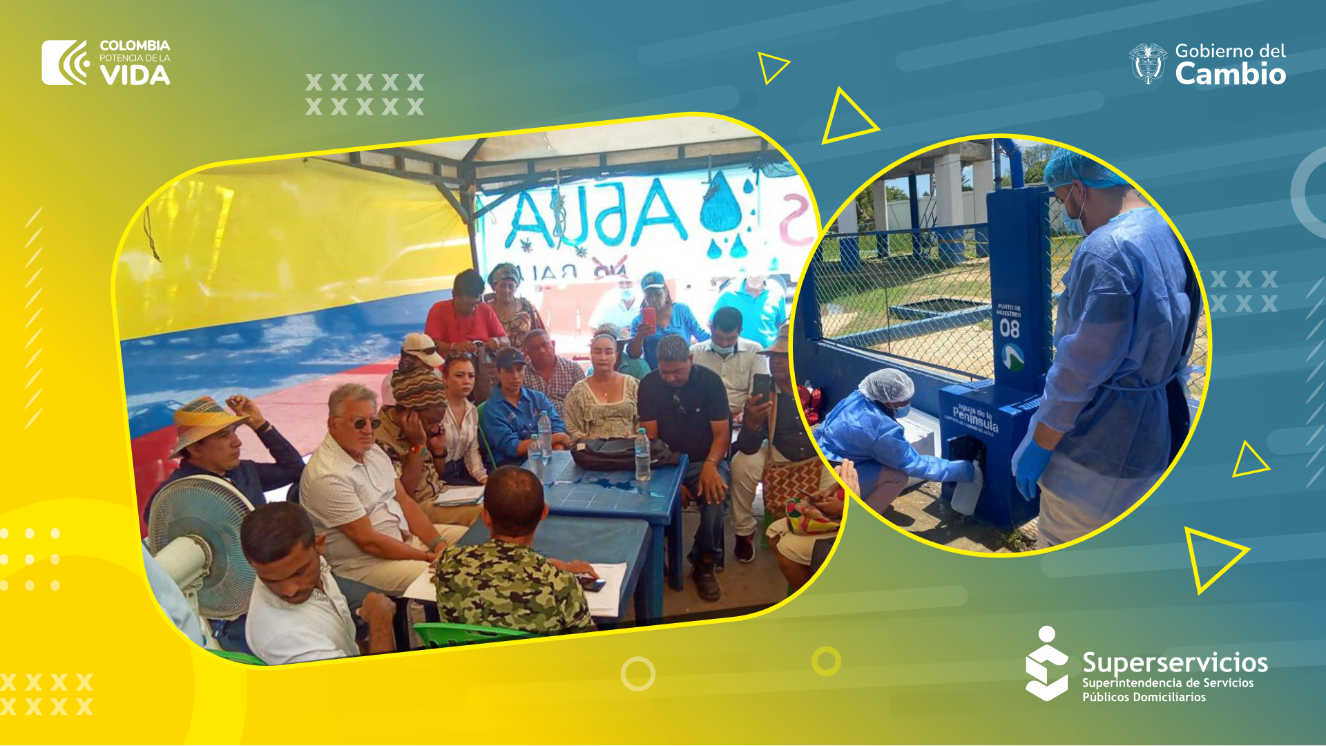 superintendente Dagoberto Quiroga Collazos en dialogó con líderes sociales y denunciantes de las frecuentes fallas en la operación de Aguas de la Península