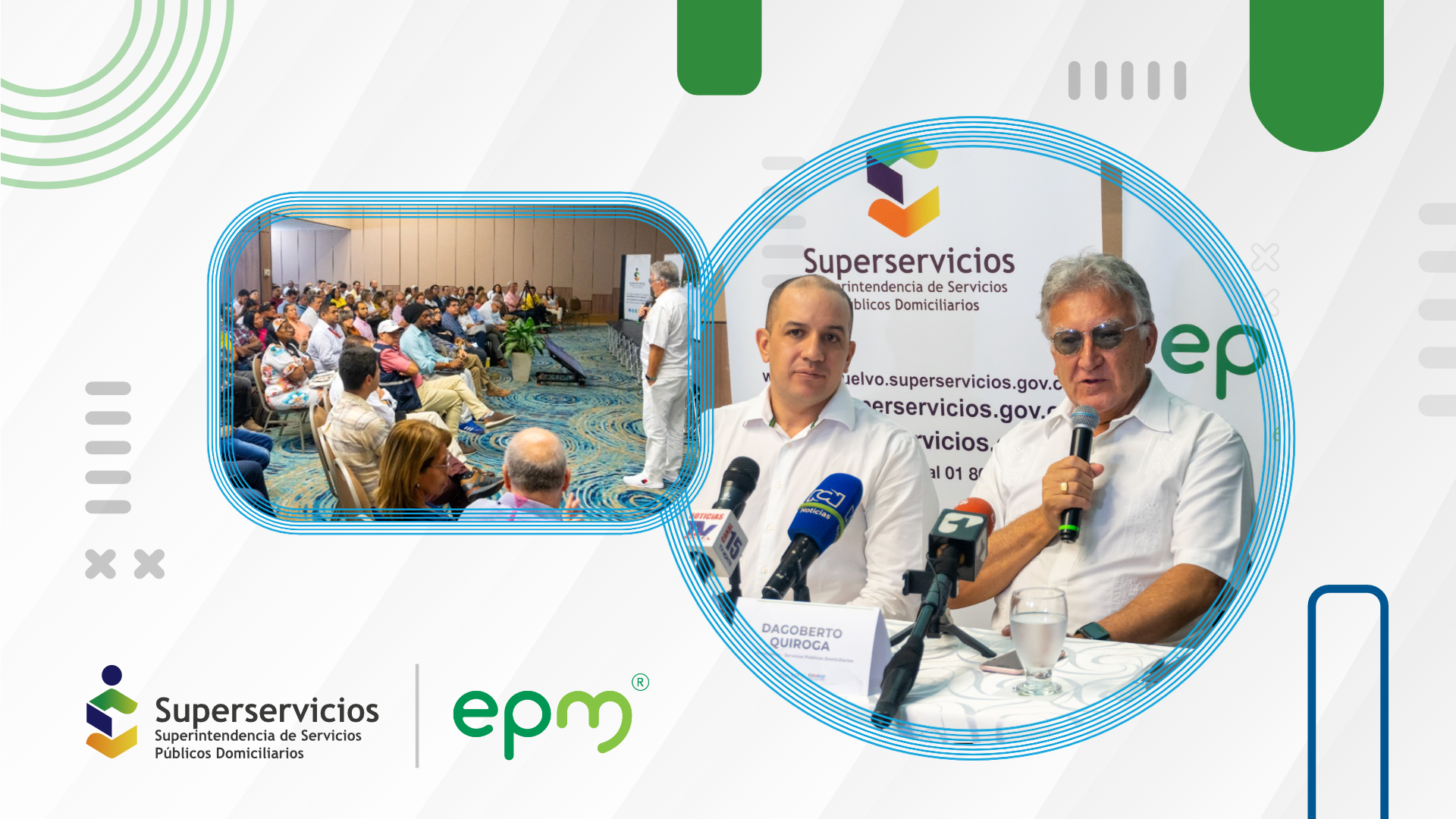 Superintendente Dagoberto Quiroga Collazos y Jorge Andrés Carrillo Cardoso, gerente general de EPM