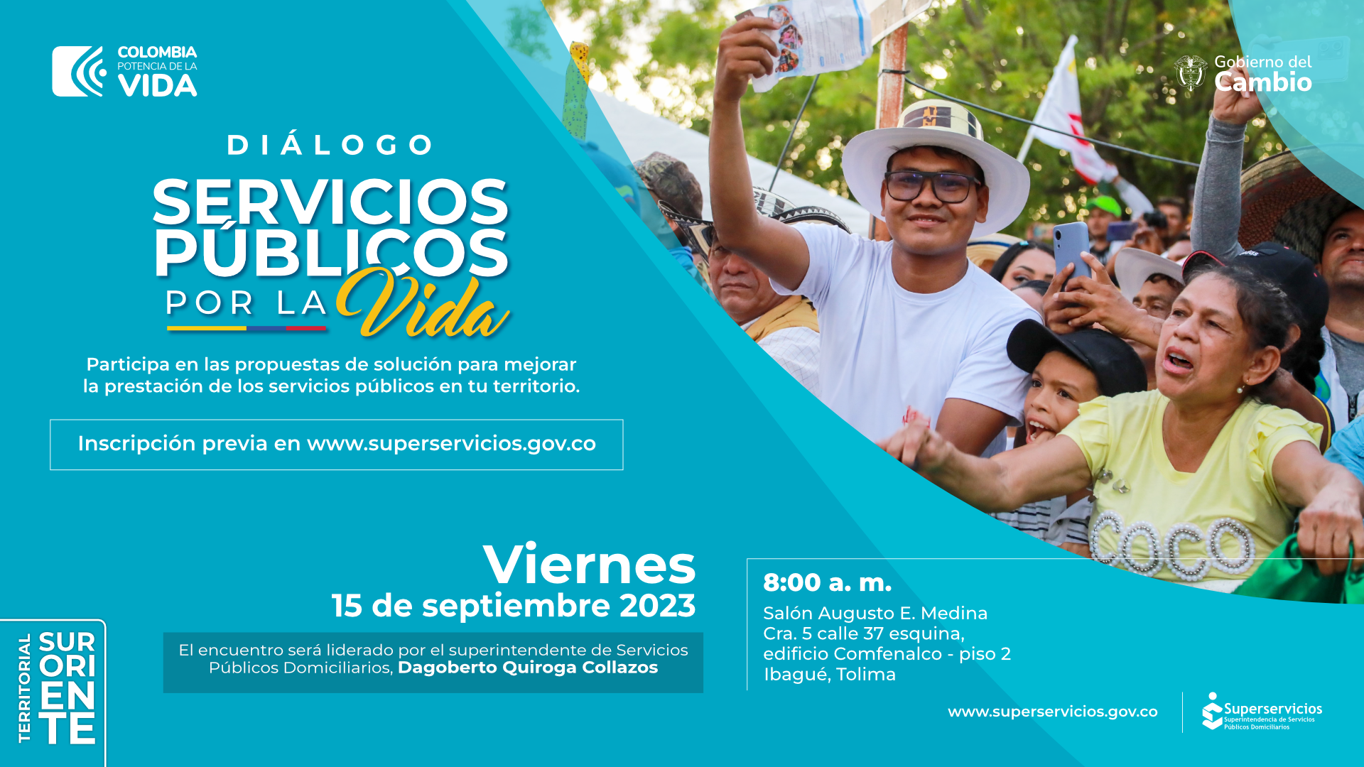 Superservicios convoca al “Diálogo Servicios Públicos   por la Vida”, en Ibagué, Tolima 
