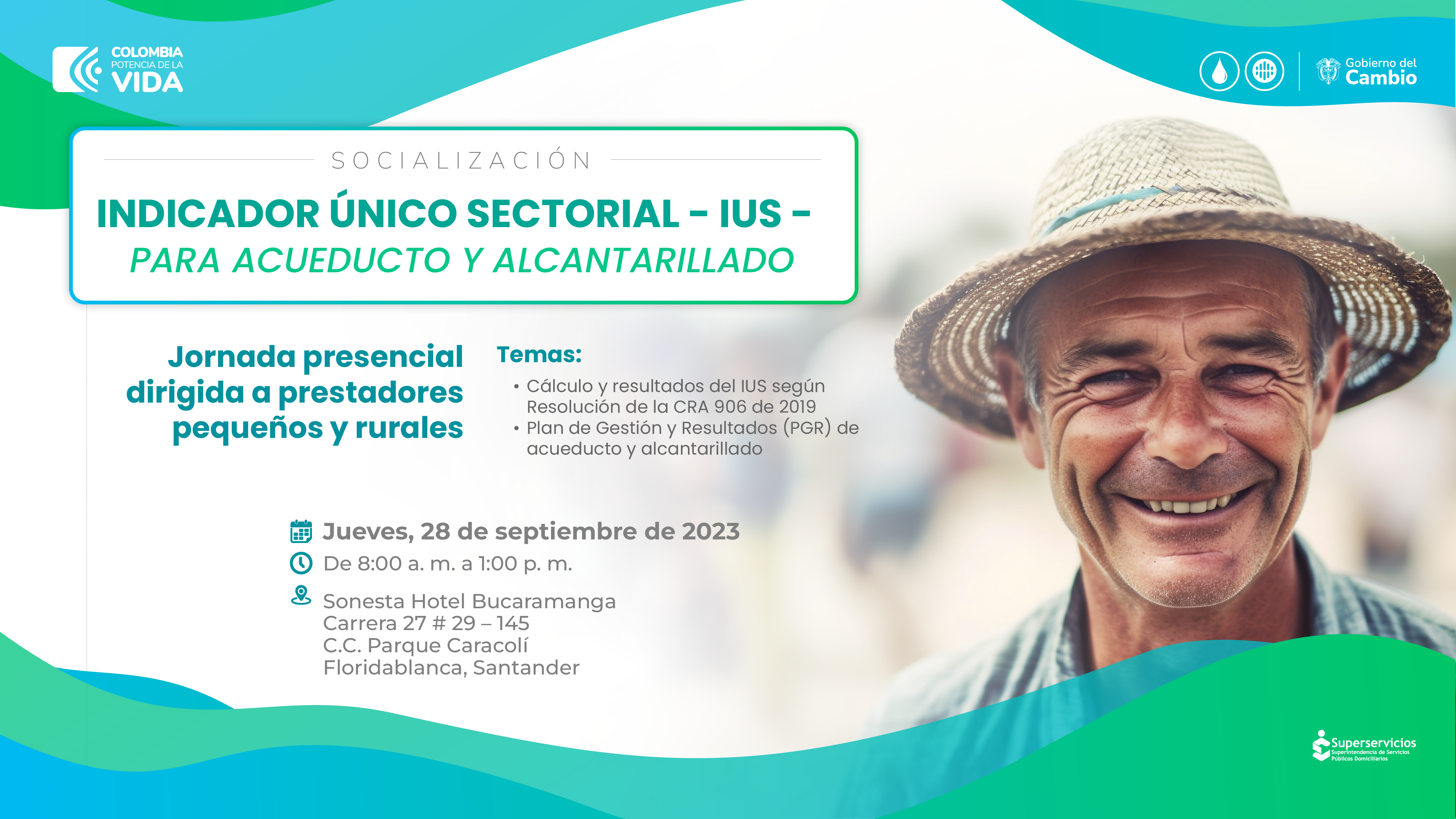 Socialización Indicador Único Sector (IUS) para Acueducto y Alcantarillado en Floridablanca, Santander
