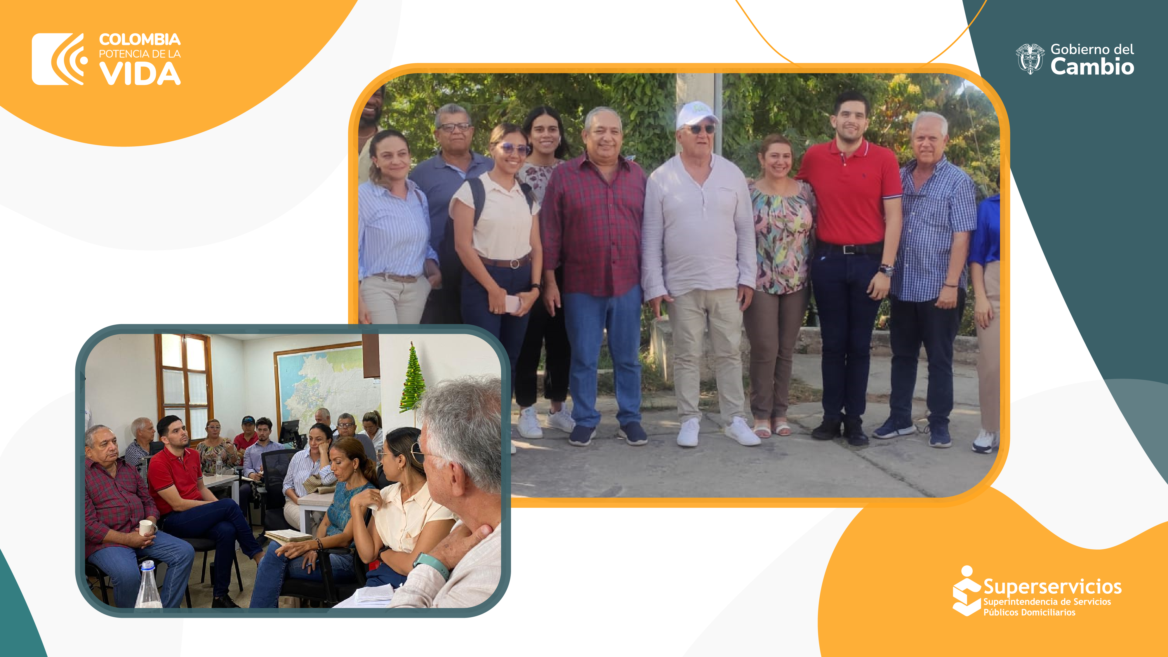 Clara Montes, directora de Estudios Urbanos de Camacol; un equipo técnico de la Essmar, y por parte de la Superservicios, el delegado de Acueducto, Alcantarillado y Aseo, Hugo Guanumen, y el director técnico de Gestión de Acueducto y Alcantarillado, James Copete Ríos.  