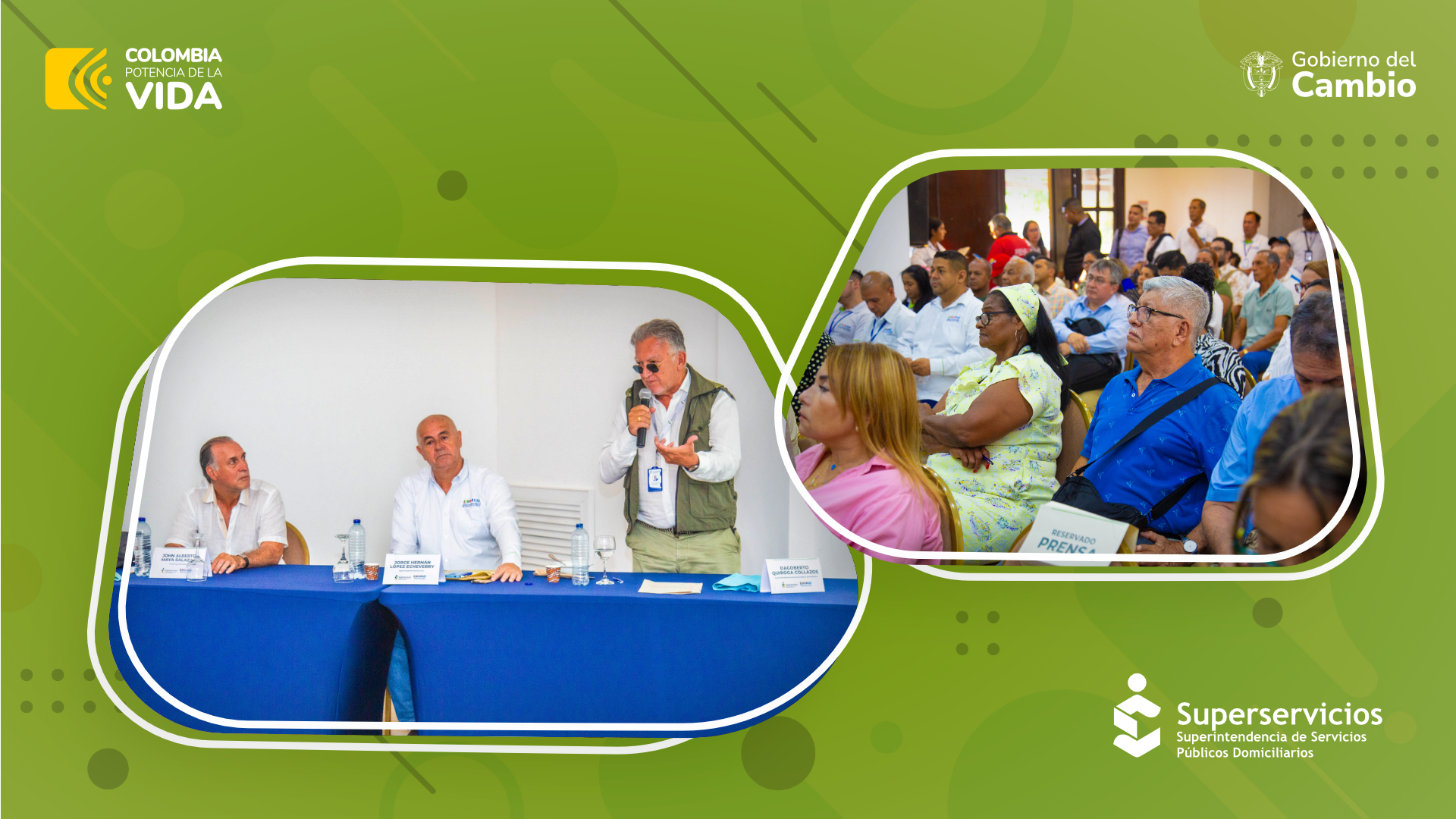 El Superintendente, Dagoberto Quiroga Collazos y Jorge López Echeverry, agente especial de Essmar