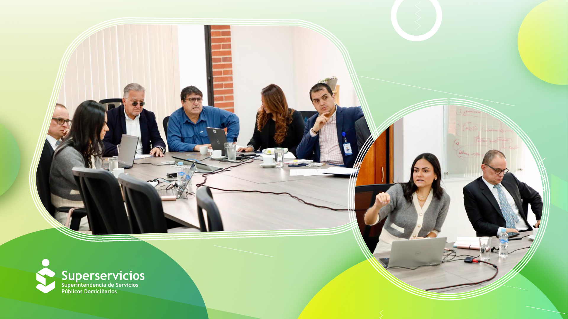 Superintendente Dagoberto Quiroga Collazos en mesa de trabajo escuchando a directivos de el grupo Interaseo