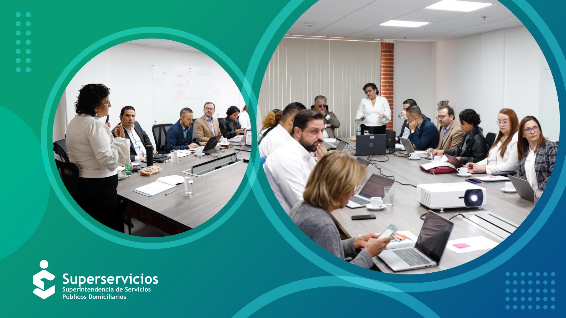 La superintendente delegada para Energía y Gas Combustible, Sandra Téllez Gutiérrez con funcionarios de la superservicios y el equipo de Aire.