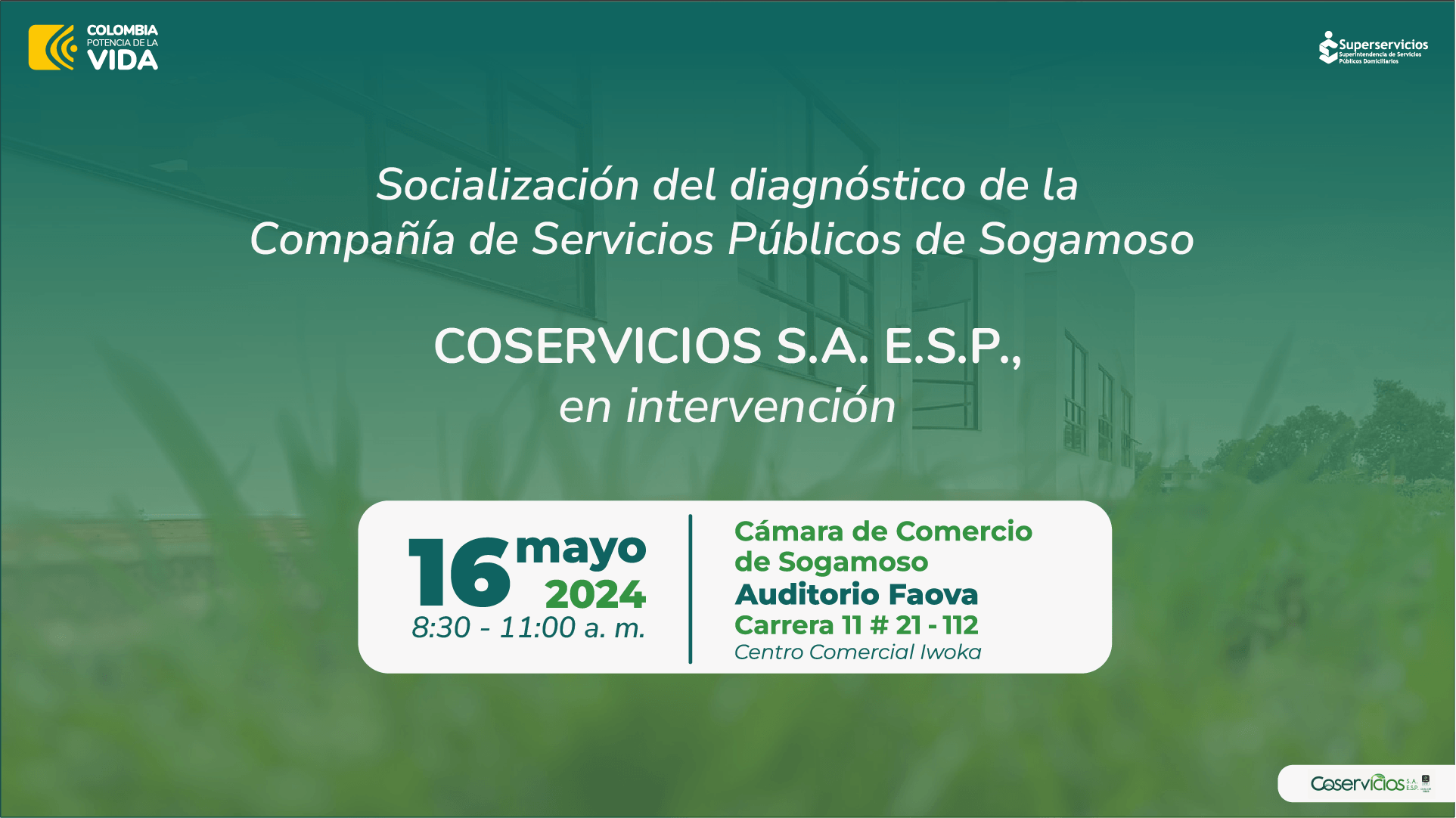 Superintendente de Servicios Públicos Domiciliarios, Dagoberto Quiroga Collazos y el agente especial de Coservicios, Jorge Eliécer Caro, presentarán este jueves 16 de mayo, el diagnóstico integral de la Compañía de Servicios Públicos de Sogamoso
