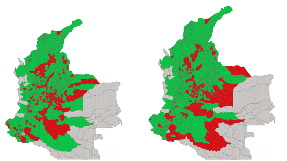 Mapas de colombia con indicadores de gestion por departamentos