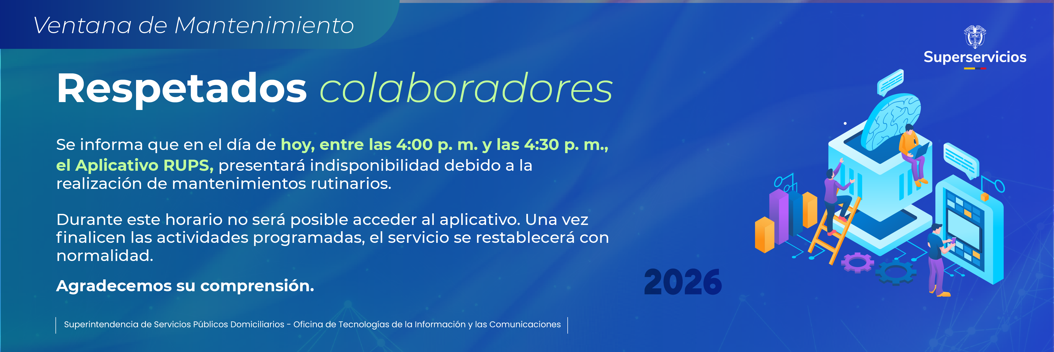 Ventana de Mantenimiento: Indisponibilidad 25 de febrero de 2026