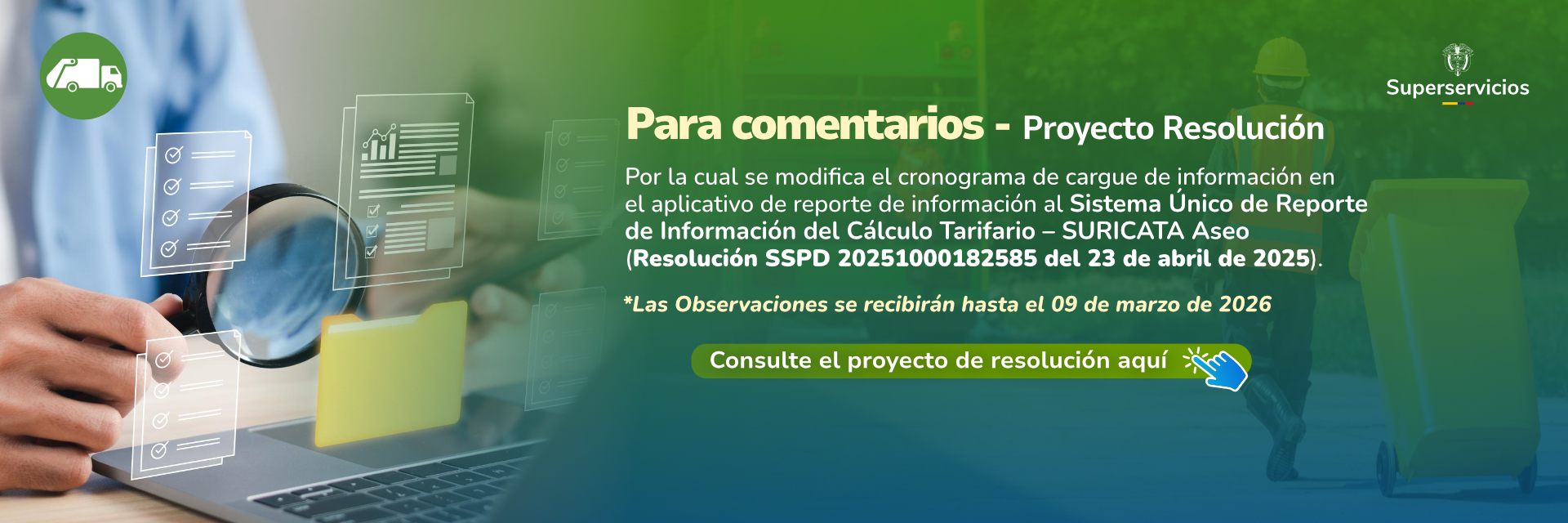 Proyecto de Resolución – Por la cual se modifica el cronograma de cargue de información en el aplicativo de reporte de información al Sistema Único de Reporte de Información del Cálculo Tarifario