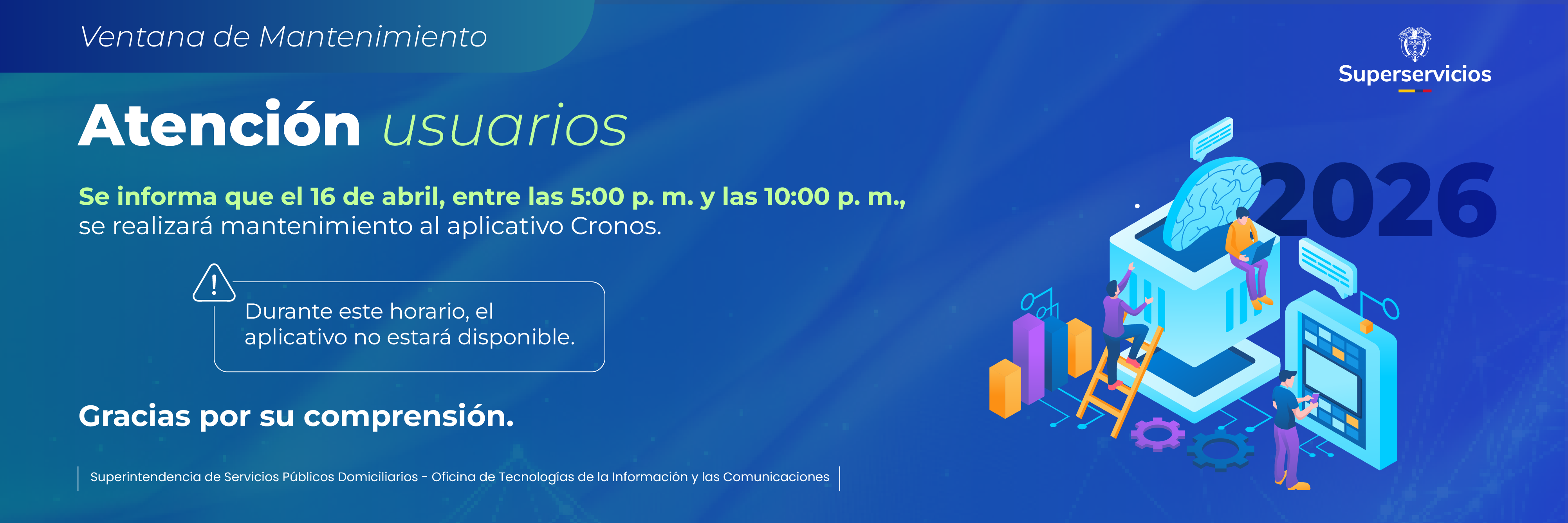 Ventana de Mantenimiento: Indisponibilidad 16 de abril de 2026