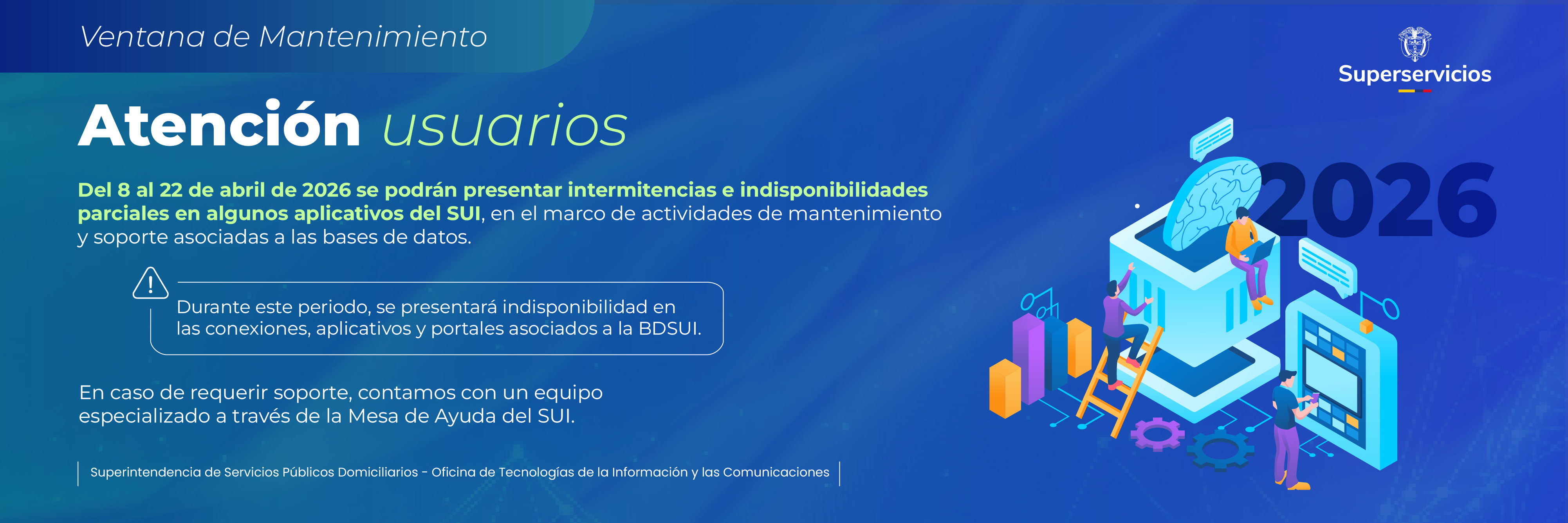 Ventana de Mantenimiento: Indisponibilidad 8 de abril de 2026