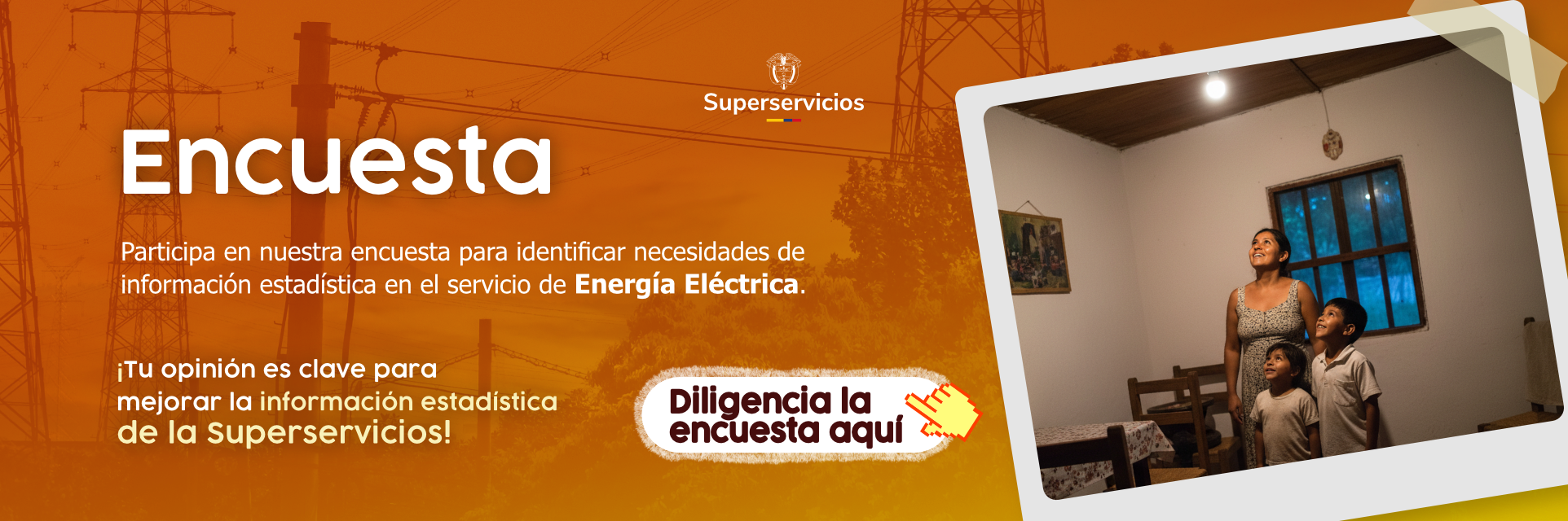 banner Encuesta para identificar necesidades de información estadística en el servicio de energía eléctrica