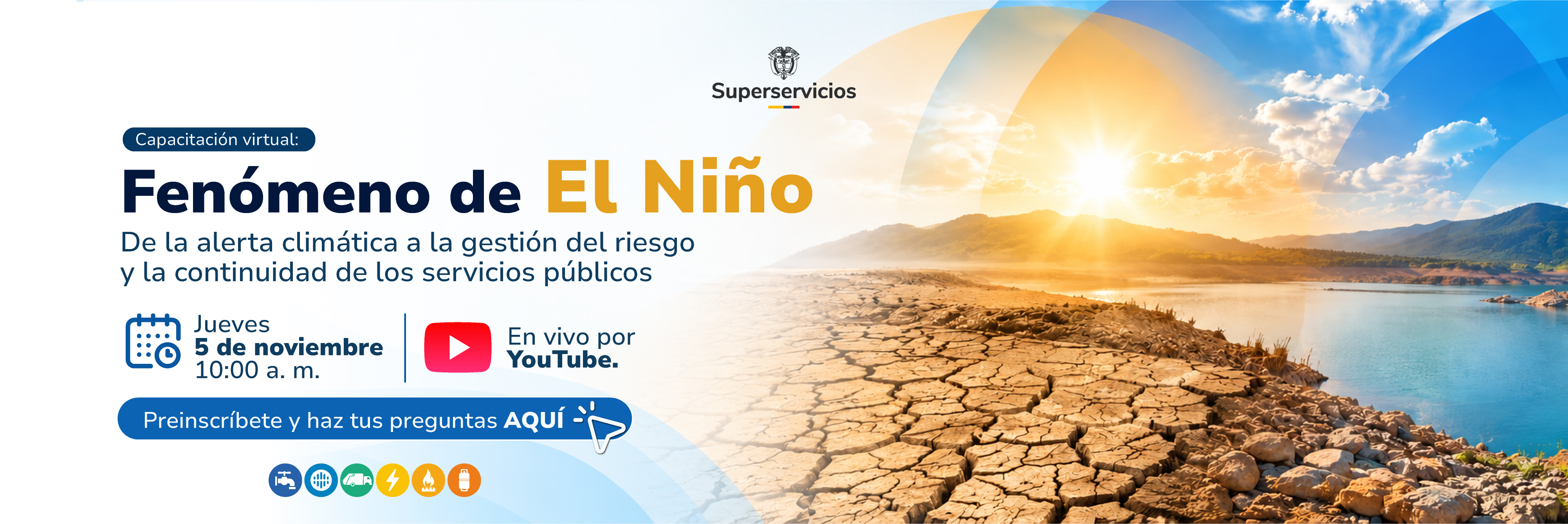 Banner capacitación virtual fenómeno de el niño