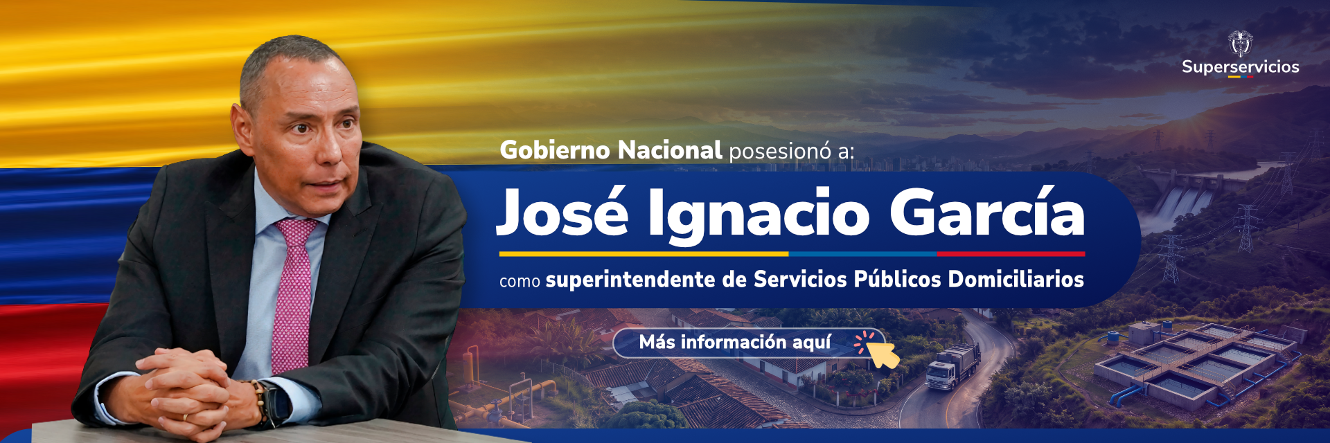 Foto del nombramiento de José Ignacio García Puche como nuevo superintendente de Servicios Públicos Domiciliarios